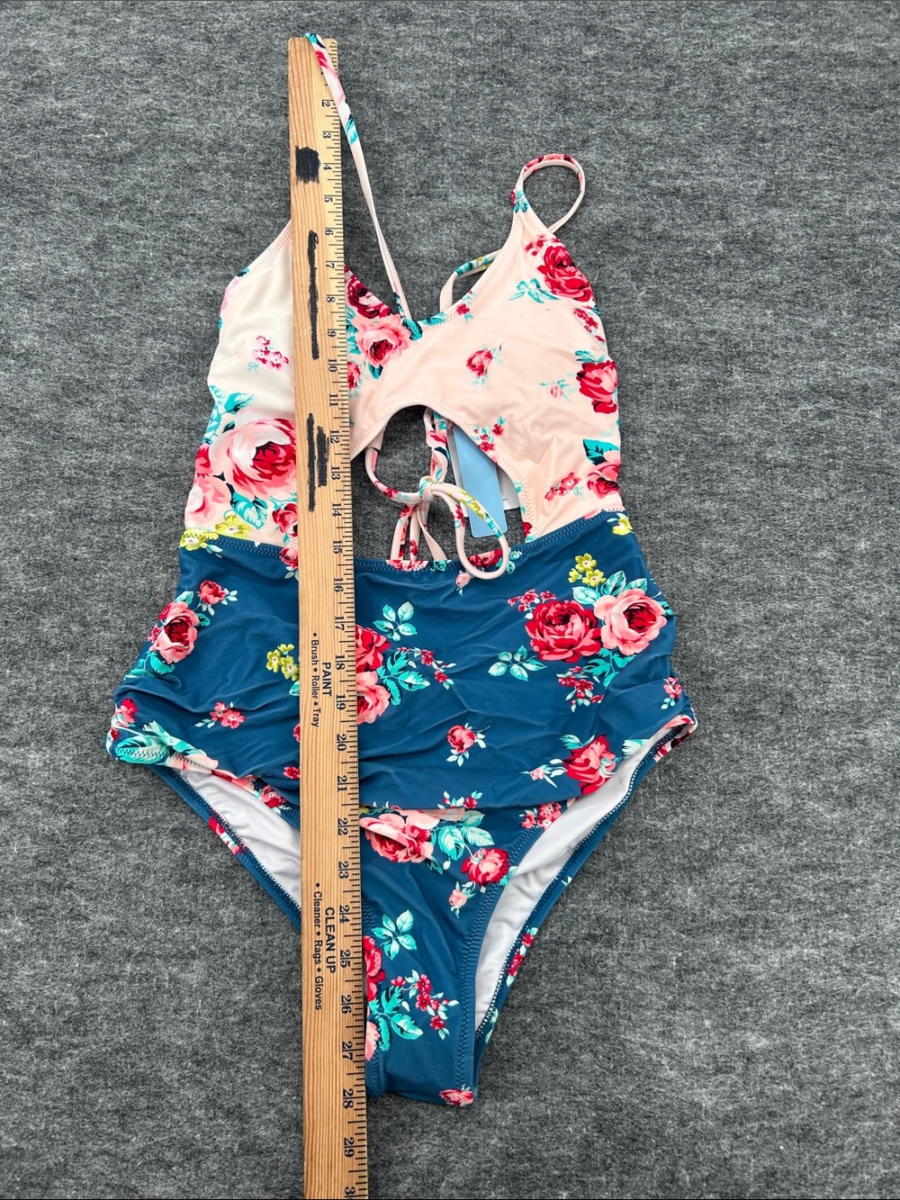Cupshe Women’s Floral One-Piece Swimsuit - Pink & Blue Size Large - Picture 6 of 10
